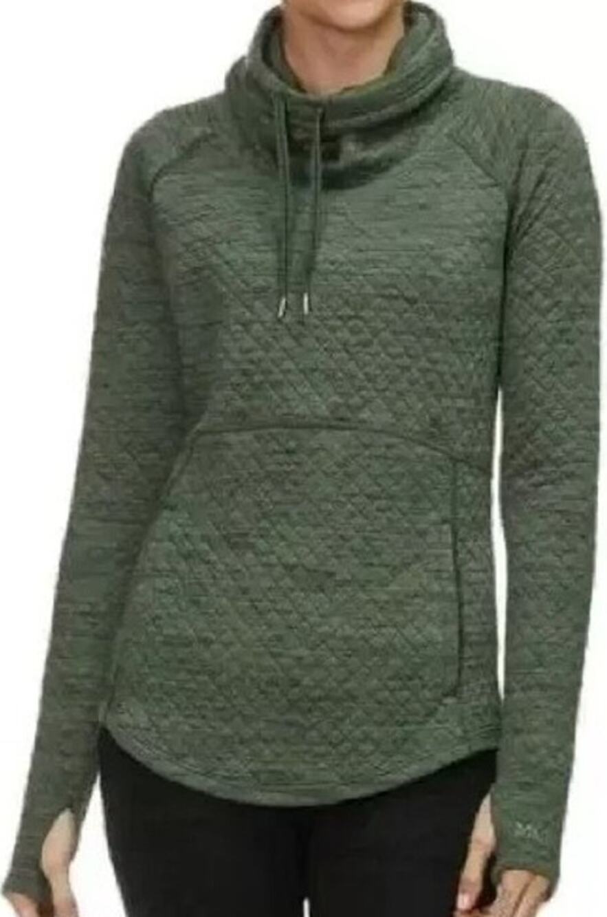 Marmot Annie Sweatshirt Quilted Cowl Neck Pockets Activewear Pullover Green S